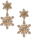 LONNA & LILLY LONNA & LILLY GOLD-TONE PAVE SNOWFLAKE DOUBLE DROP EARRINGS