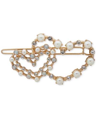 Lonna & Lilly Gold-tone Crystal & Imitation Pearl Heart Hair Barrette In White