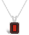 Macy's Women's Garnet (4 Ct.t.w.) And Diamond Accent Pendant Necklace In Sterling Silver In Garnet