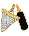 ESQUIRE MEN'S JEWELRY 2-PC. SET ONYX DOG TAG & CUBIC ZIRCONIA PAVE SHARK TOOTH AMULET PENDANTS IN 14K GOLD-PLATED STERLING