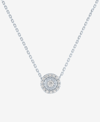 Forever Grown Diamonds Lab-created Diamond Halo 18" Pendant Necklace (1/8 Ct. T.w.) In Sterling Silver In Sterling Silver