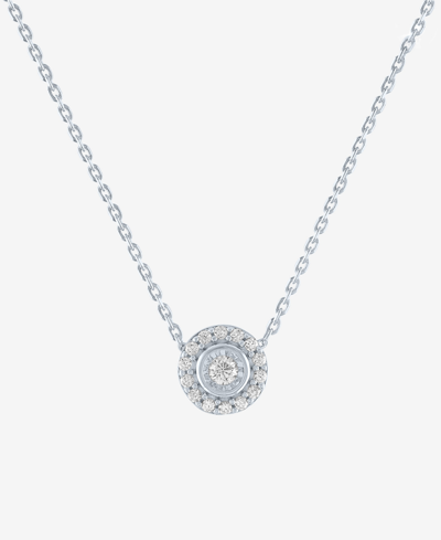Forever Grown Diamonds Lab-created Diamond Halo 18" Pendant Necklace (1/8 Ct. T.w.) In Sterling Silver