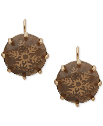 Lonna & Lilly Gold-tone Snowflake Stone Drop Earrings In Gray