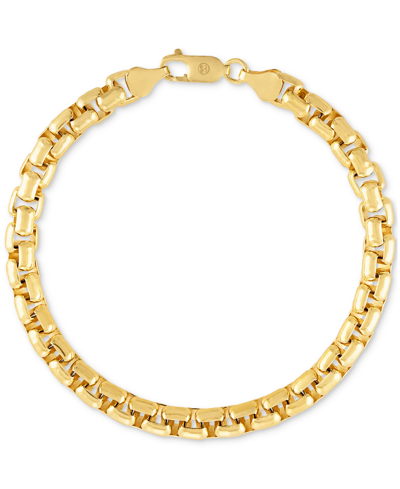 Esquire Men's Jewelry Rounded Box Link Chain Bracelet In 14k Gold-plated Sterling Silver, Created For Macy's