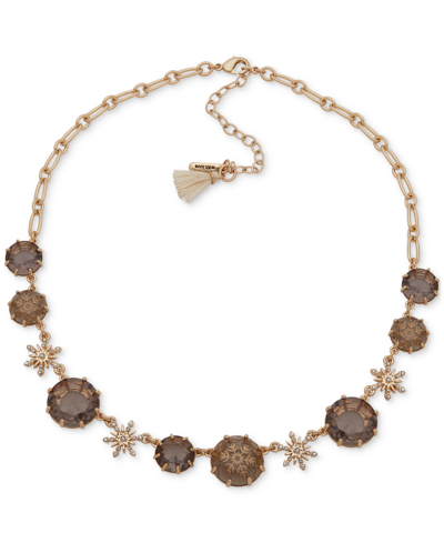 Lonna & Lilly Gold-tone Stone & Crystal Snowflake Collar Necklace, 16" + 3" Extender In Open