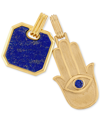ESQUIRE MEN'S JEWELRY 2-PC. SET LAPIS LAZULI & CUBIC ZIRCONIA DOG TAG & HAMSA HAND AMULET PENDANTS IN 14K GOLD-PLATED STER
