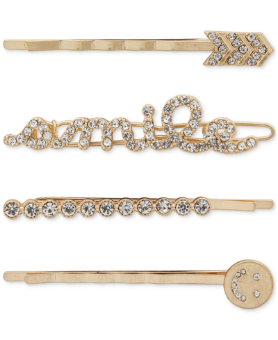 Lonna & Lilly 4-pc. Gold-tone Pave Smile Bobby Pin Set In White