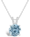 Macy's Women's Sky Blue Topaz (2-2/5 Ct.t.w.) And Diamond Accent Pendant Necklace In Sterling Silver In Sky Blue Topaz
