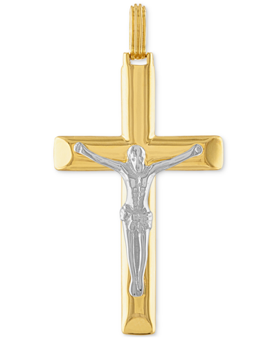 Esquire Men's Jewelry Two-tone Crucifix Pendant In Sterling Silver & 14k Gold-plate, Created For Macy's