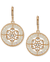 LONNA & LILLY GOLD-TONE PAVE FLOWER BEADED DROP EARRINGS