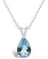 Macy's Women's Sky Blue Topaz (3-2/3 Ct.t.w.) And Diamond Accent Pendant Necklace In Sterling Silver In Sky Blue Topaz