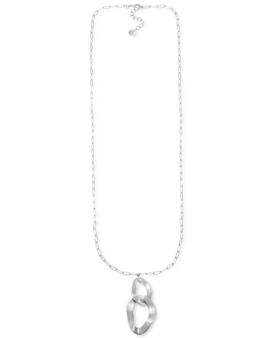 Alfani Silver-tone Sculptural Link Long Pendant Necklace, 40" + 2" Extender, Created For Macy's