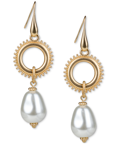 Patricia Nash Gold-tone Ring & Imitation Pearl Drop Earrings In Med Yellow
