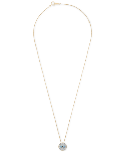 Wrapped Diamond Evil-eye Pendant Necklace (1/6 Ct. T.w.) In 10k Yellow Gold, 17" + 1" Extender