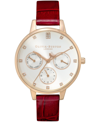 OLIVIA BURTON WOMEN'S MULTIFUNCTION BURGUNDY LEATHER STRAP WATCH 34MM