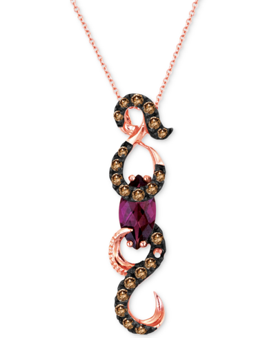 Le Vian Raspberry Rhodolite (1-1/2 Ct. T.w.) & Chocolate Diamond (3/4 Ct. T.w.) Curvy 18" Pendant Necklace I