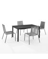 Crosley Fenton 5 Piece Outdoor Wicker Metal Dining Set In Gray