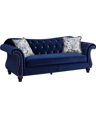 Furniture Of America Banara Tufted Sofa In Blue