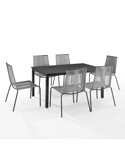 Crosley Fenton 7 Piece Outdoor Wicker Metal Dining Set In Gray