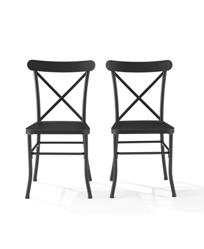 Crosley Astrid 2 Piece Indoor Outdoor Metal Dining Chair Set In Black