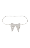 Judith Leiber Crystal Bow Chain Belt In Silver