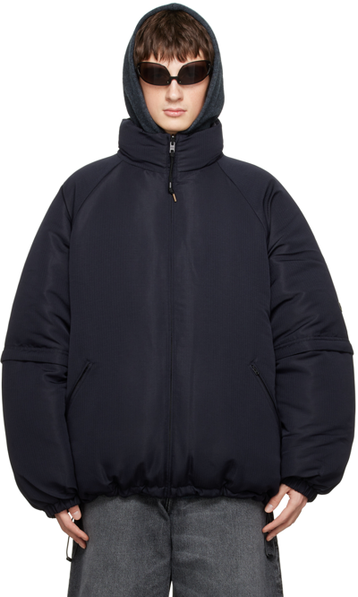 Acne Studios Navy Reversible Down Jacket In 838 Dark Blue