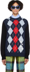 MARNI NAVY ARGYLE SWEATER