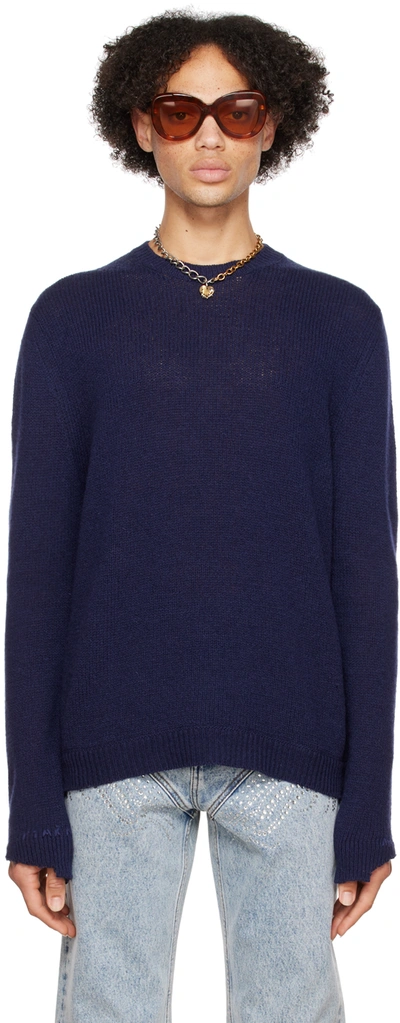 Marni Navy Crewneck Sweater In Ultramarine