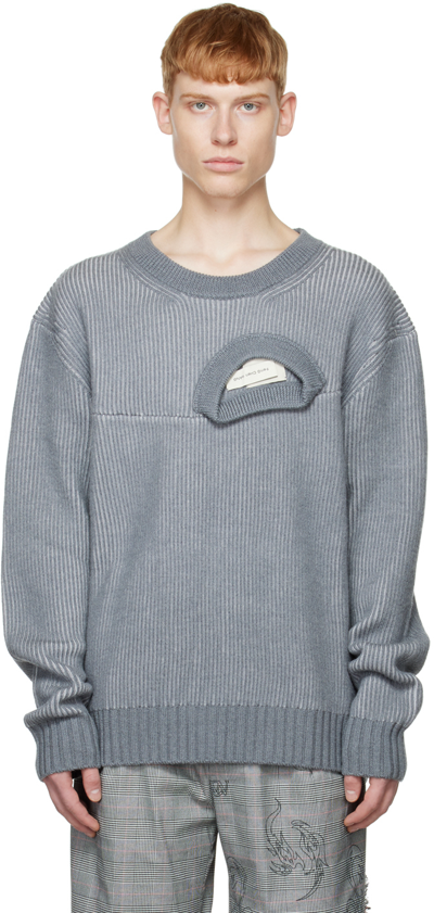 Feng Chen Wang Gray Double Neck Sweater In Grey