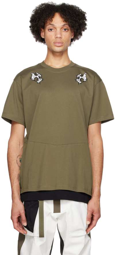 Acronym Khaki Layered T-shirt In Raf Gree/black