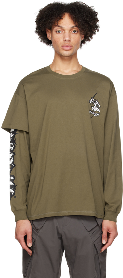 Acronym Khaki Layered Long Sleeve T-shirt In Raf Green