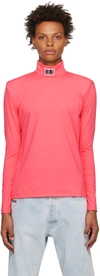 Vtmnts Barcode Long Sleeve Turtleneck Lycra T-shirt In Hot Pink