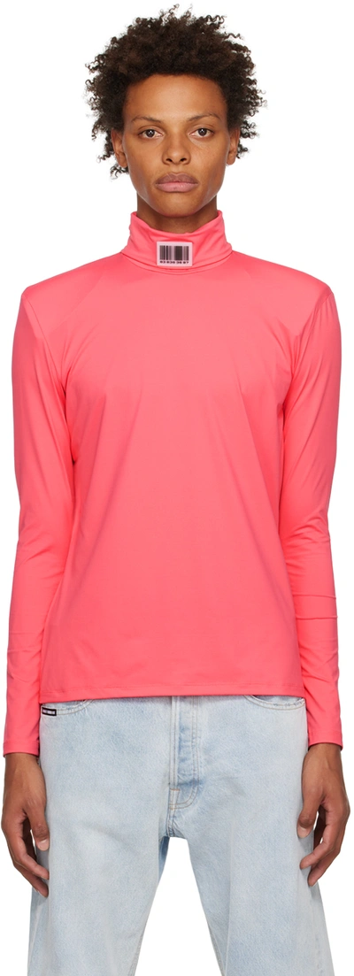 Vtmnts Barcode Long Sleeve Turtleneck Lycra T-shirt In Fuchsia