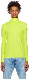Vtmnts Yellow Barcode Turtleneck In Neon Yellow