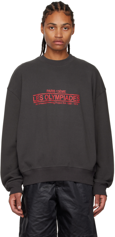 Song For The Mute Black 'les Olympiades' Sweatshirt In Washed Black