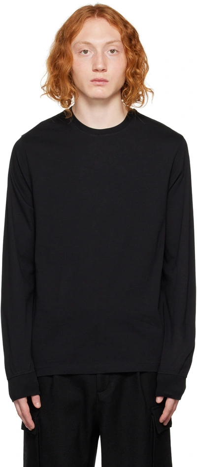Frame Black Embroidered Long Sleeve T-shirt In Noir