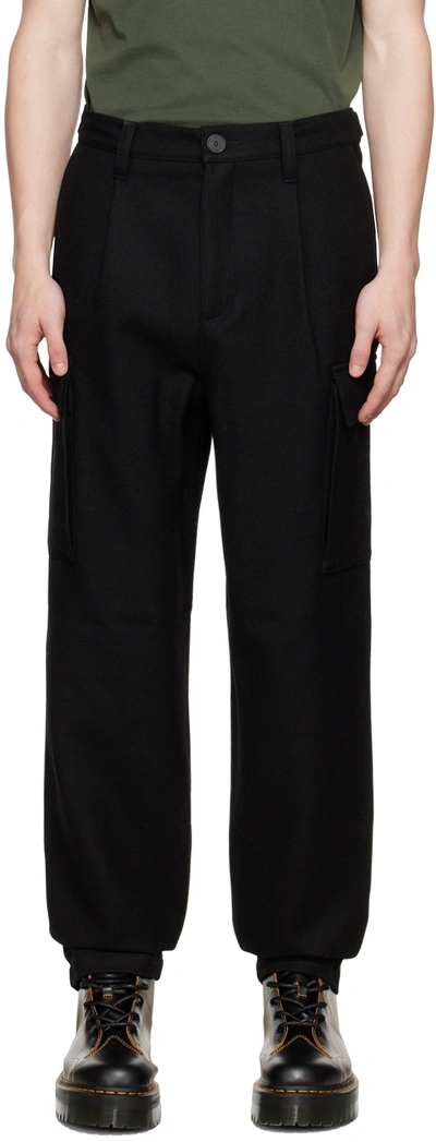 Frame Black Wide Cargo Pants In Noir