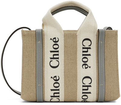 Chloé Woody Mini Tote Bag In 012 Divine Grey