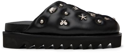 Toga Black Embellished Loafers In Aj122 Black