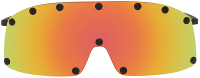 Rick Owens Black & Orange Shielding Sunglasses In Gblkrb Black/rainbow