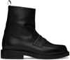 THOM BROWNE BLACK PENNY LOAFER ANKLE BOOTS