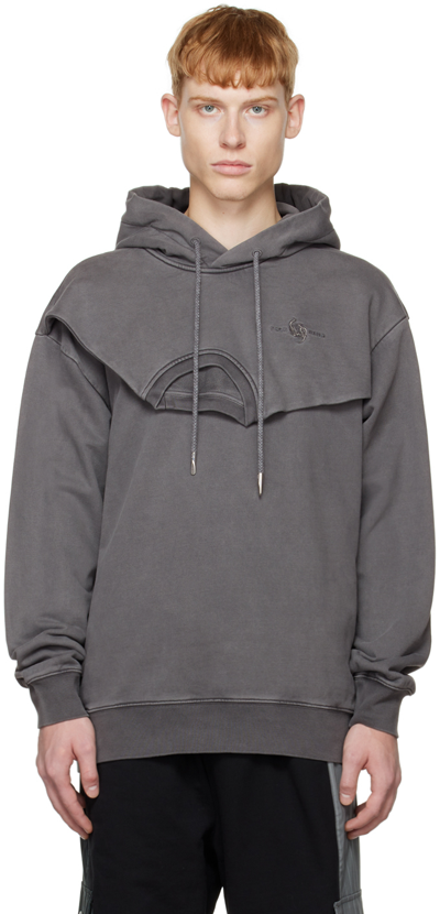 Feng Chen Wang Double-collar Layered Hoodie In Grey