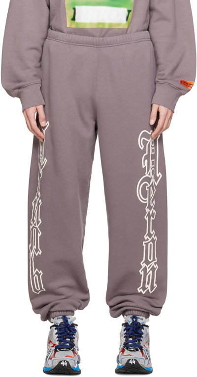 Heron Preston Gothic Printed Cotton Sweatpants In Grey
