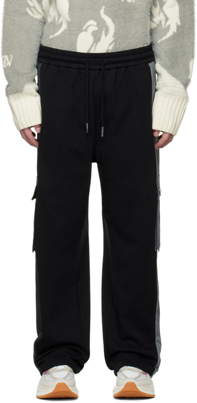 Feng Chen Wang Black & Grey Paneled Cargo Trousers