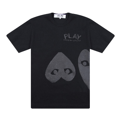 Pre-owned Comme Des Garçons Play Three Hearts T-shirt 'black'