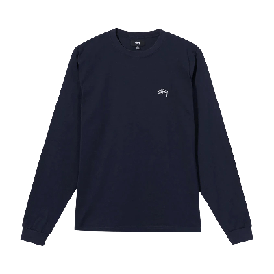 Pre-owned Stussy Stock Logo Long-sleeve Crew 'navy' In Blue