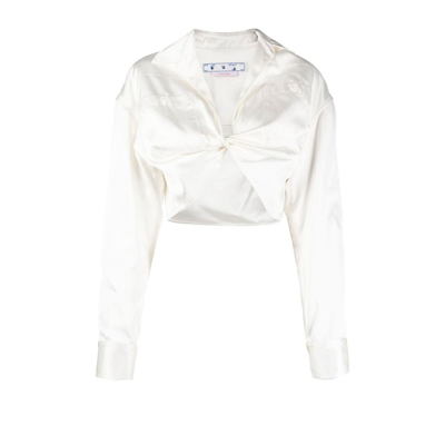 Off-white Duchesse Twist Crop Shirt In White