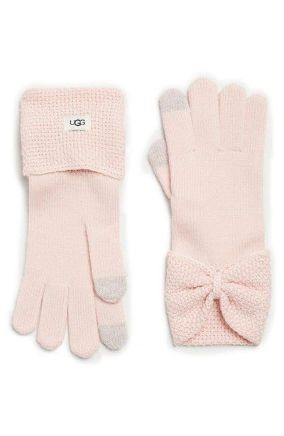 Ugg Bow Wool Blend Tech Glove In Light Pink