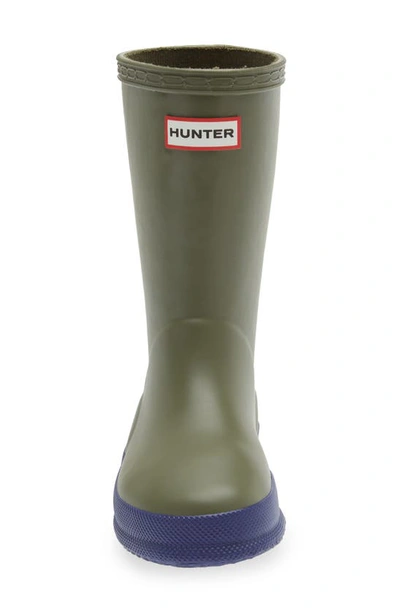 Hunter Kids' First Classic Rain Boot In Ismarken Olive/ Balder Blue