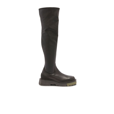 Off-white Knee-length Leather Boots In Black
